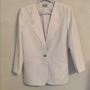 J.P.Fall White Embellished Lightweight Women’s Party Blazer One Button Size 8